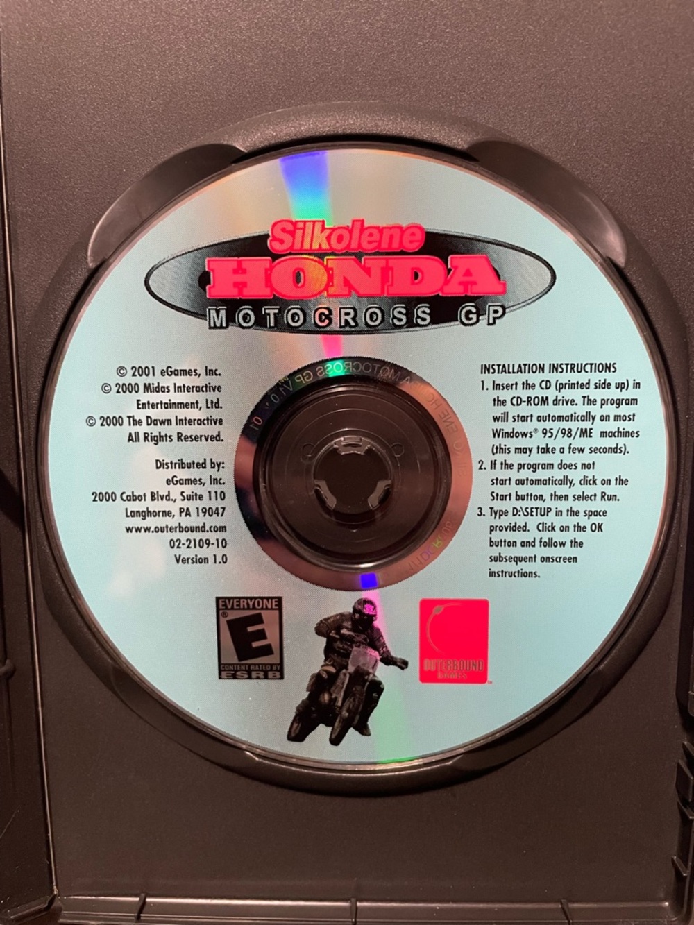 Silkolene Honda Motocross GP PC CD-ROM Racing Game Computer Motorcycle 2001
